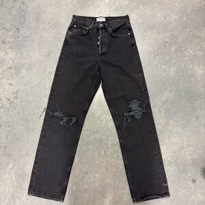 Agolde 90’s High Rise Distressed Ripped Denim Jeans in Black